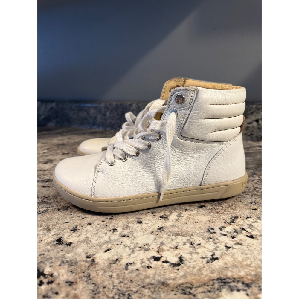 Birkenstock White Leather High Top Sneakers Boots Women's Size 36‎